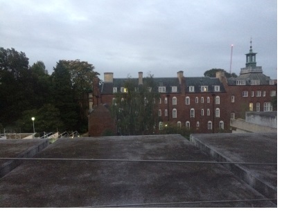 A view of the Stevenson building at Christ's College, Cambridge, from the 'typewriter building' in New Court.