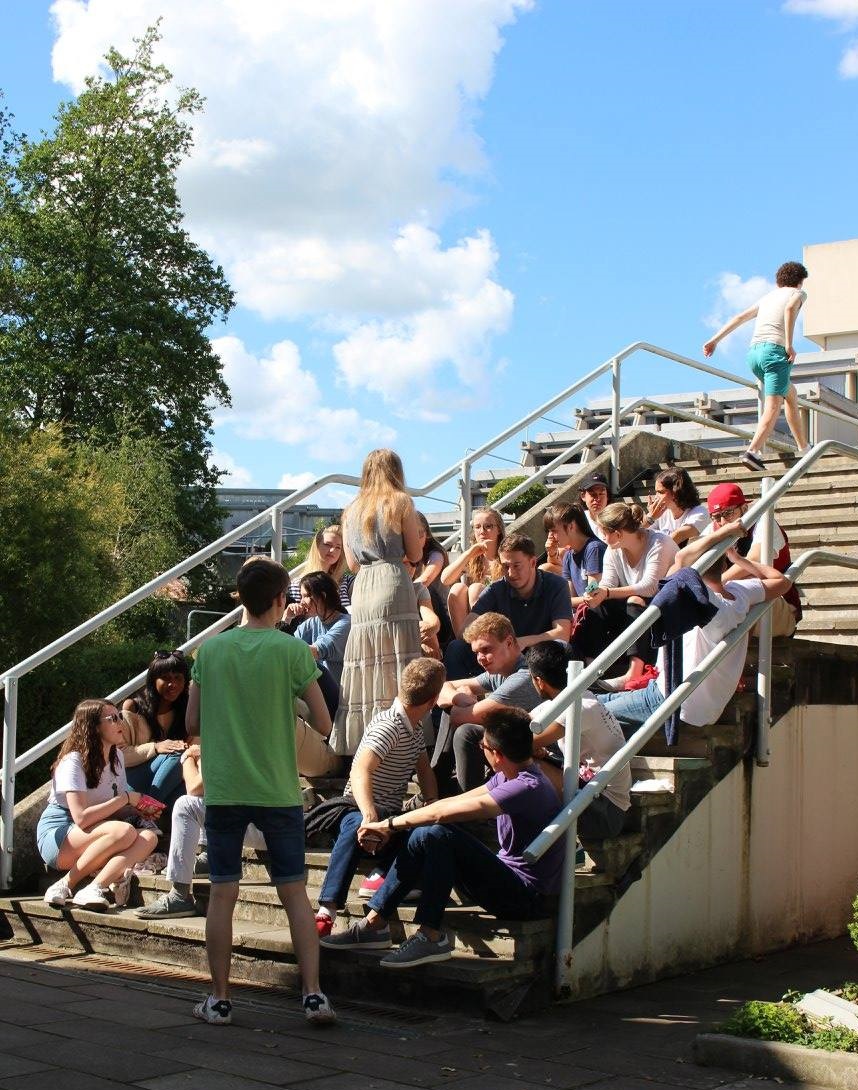 Students on steps