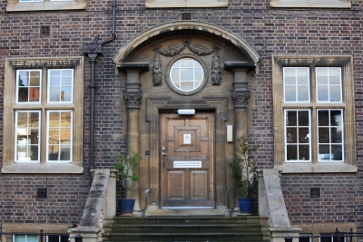 The front door of the Faculty of Geography at the Downing site, Cambridge.