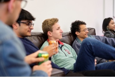 Eebba sat with other students in the JCR at Christ's College, Cambridge.