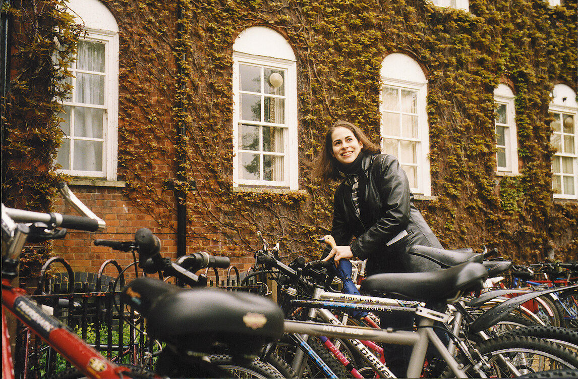 Student at bike rack