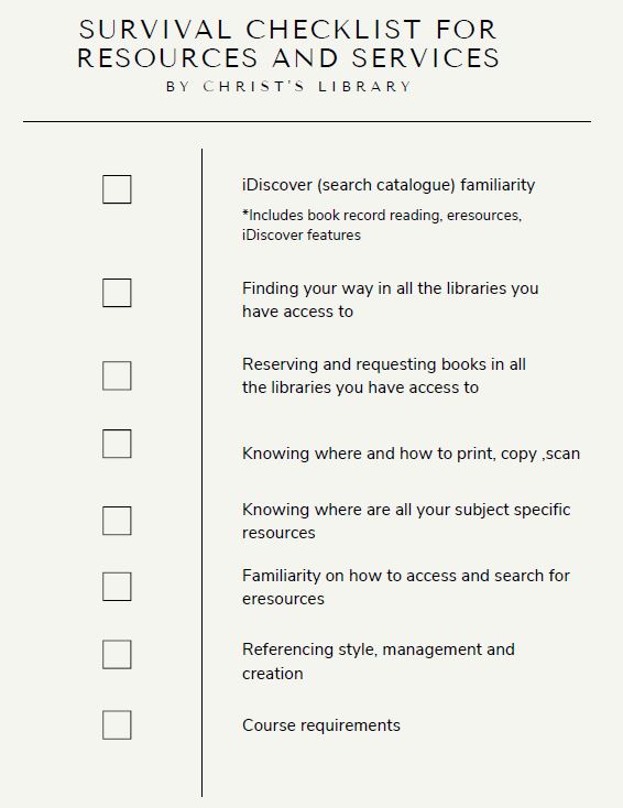 Screen Shot survival checklist first page
