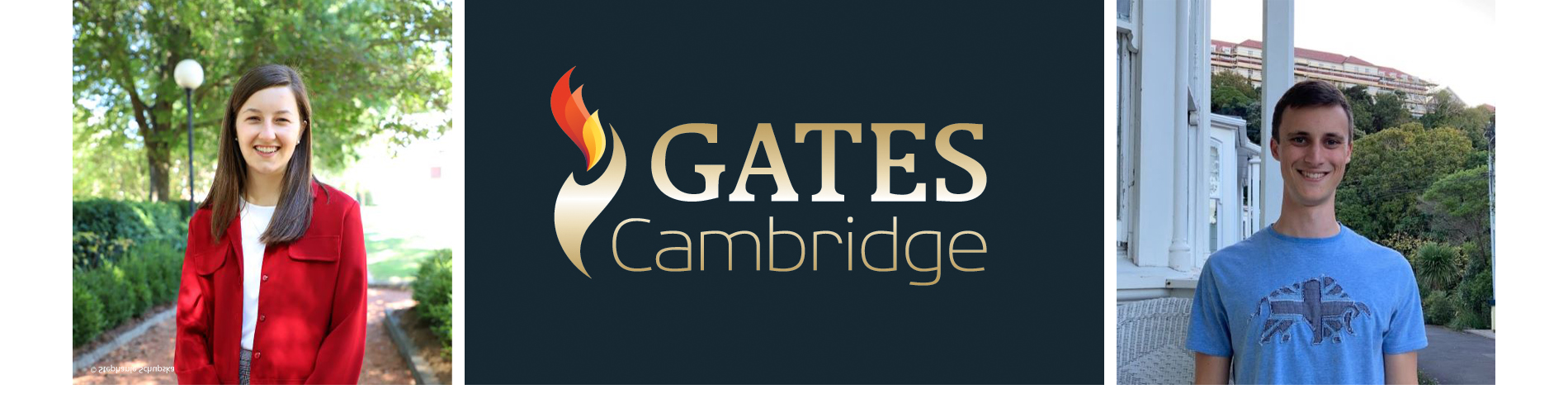 Claire Bunn, Gates Cambridge logo and Caleb Todd