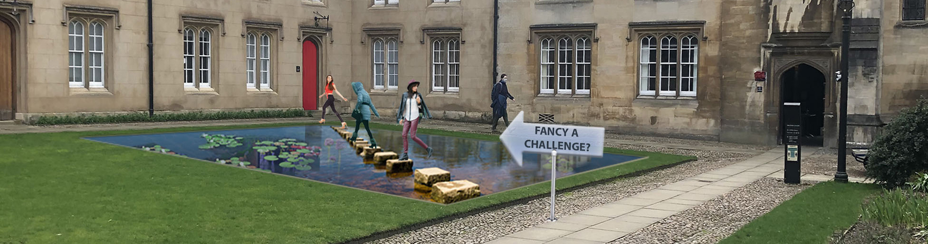 Simulation of people walking on steppingstones