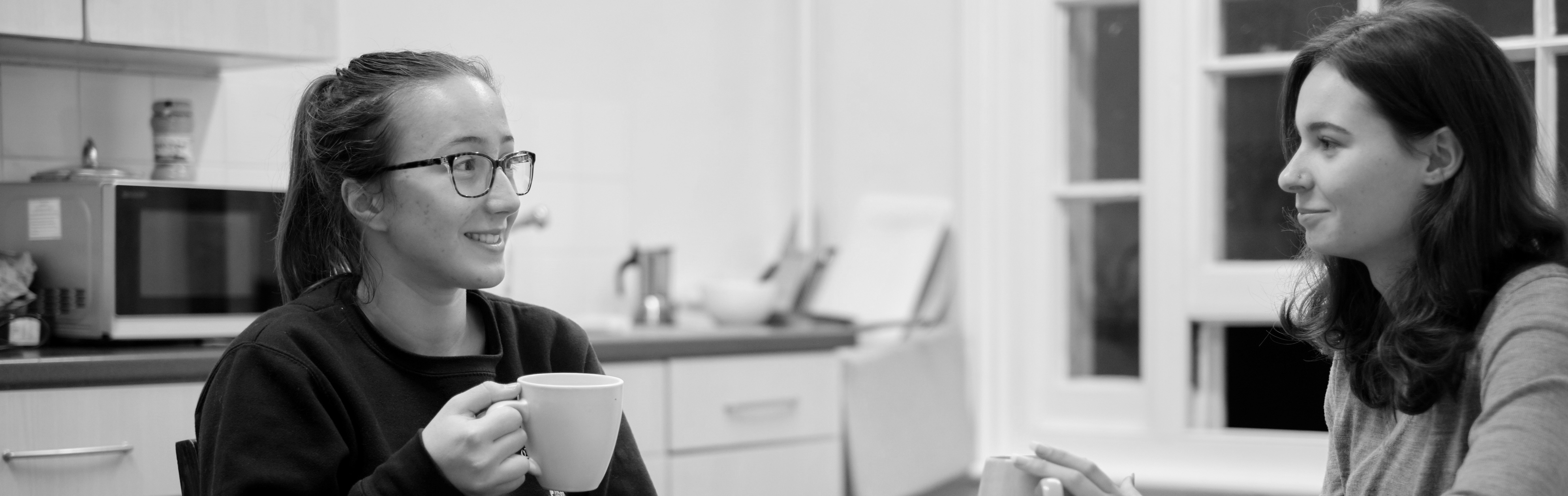 Students with a cup of tea
