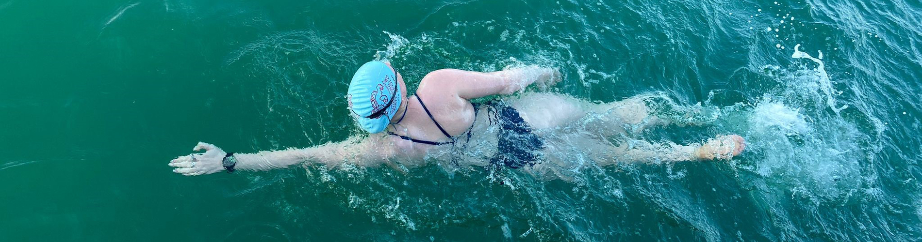 Swimmer in the channel