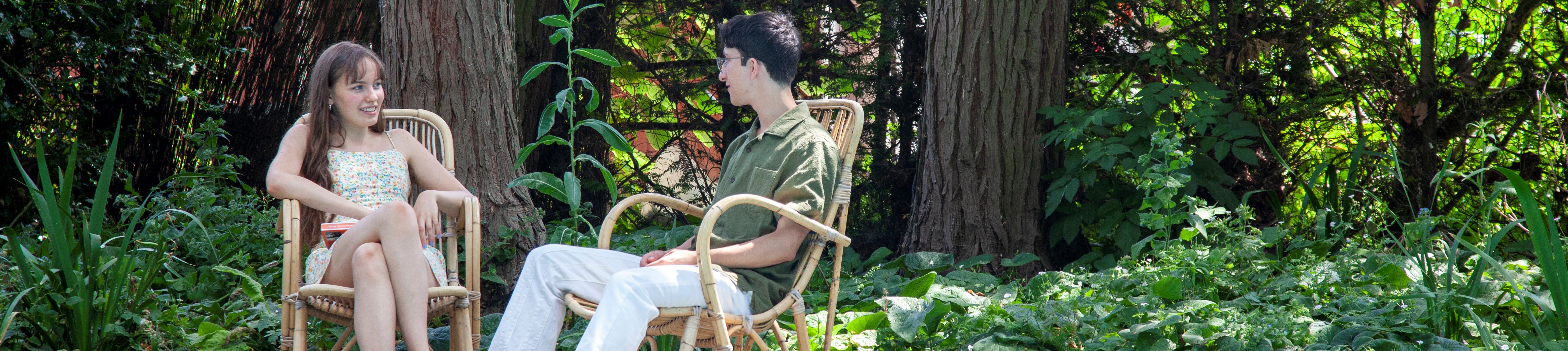 Students talking on chairs