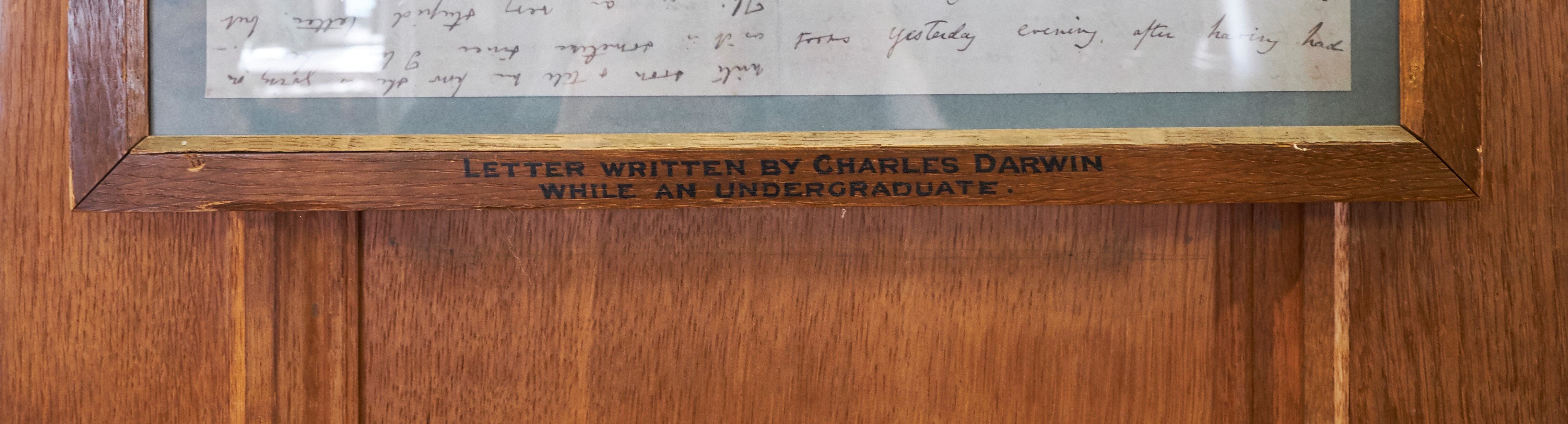 Framed letter from Charles Darwin