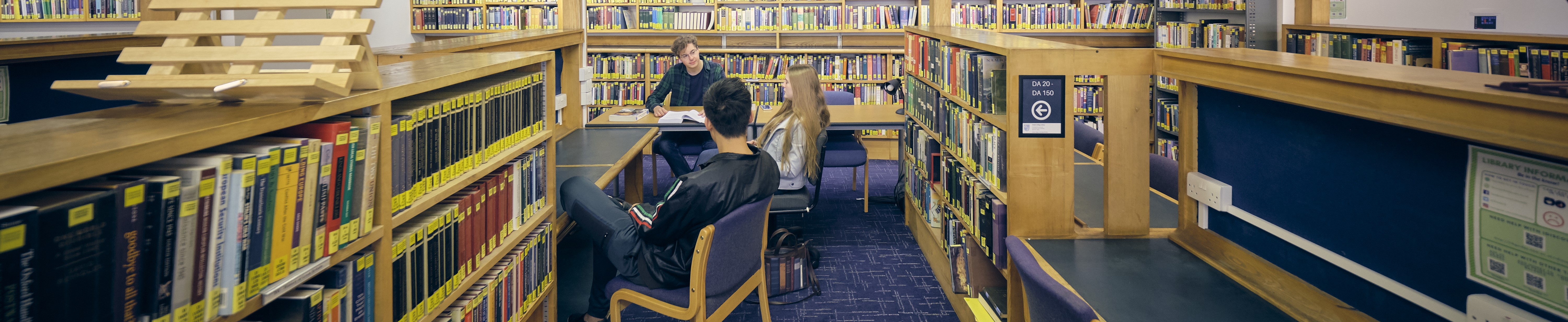 students in library