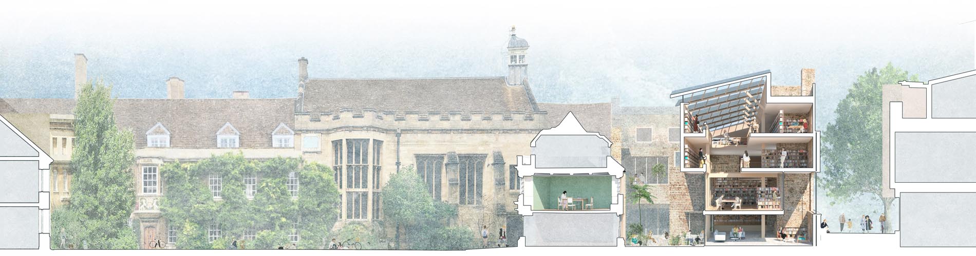 Drawing of first court with overlay of design