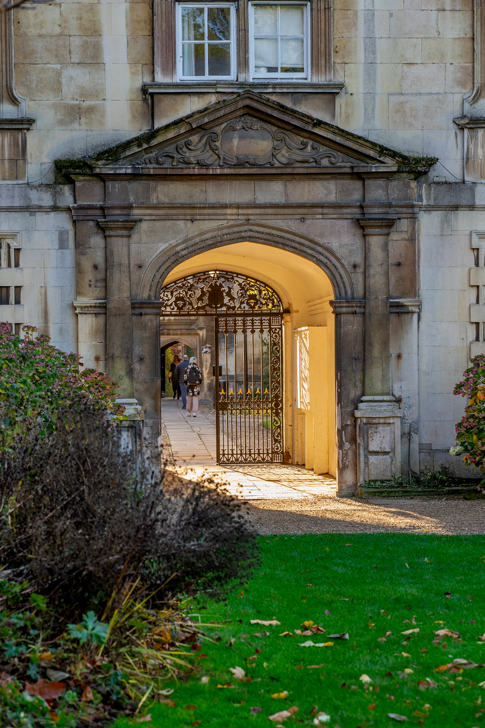 College gate in evening light 