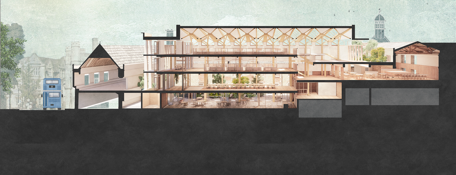 Cross section of new library project 