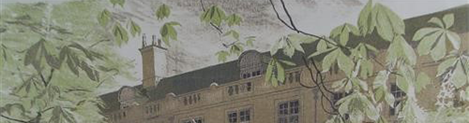 Painting of roof top with trees