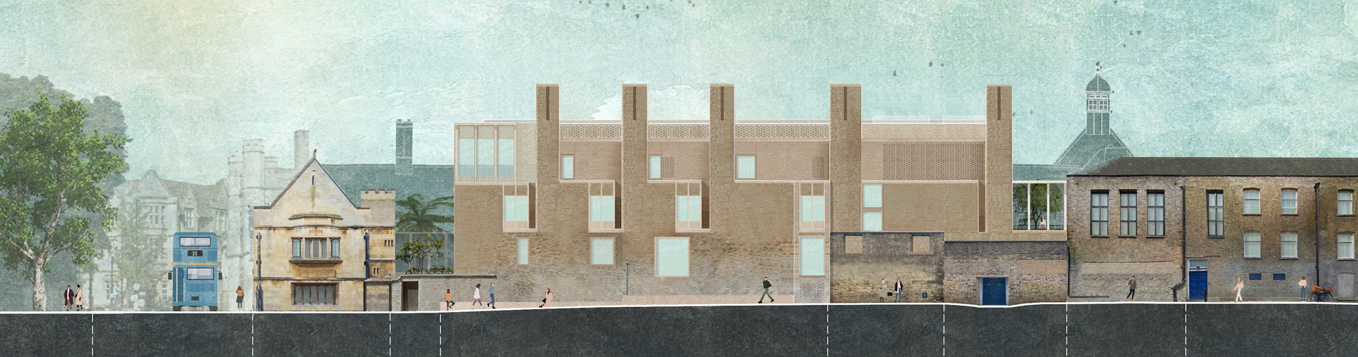 Artist's impression of building with chimneys
