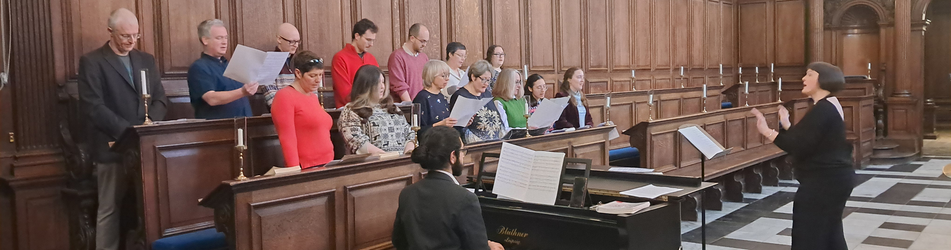 Staff and fellows' choir singing in College chapel