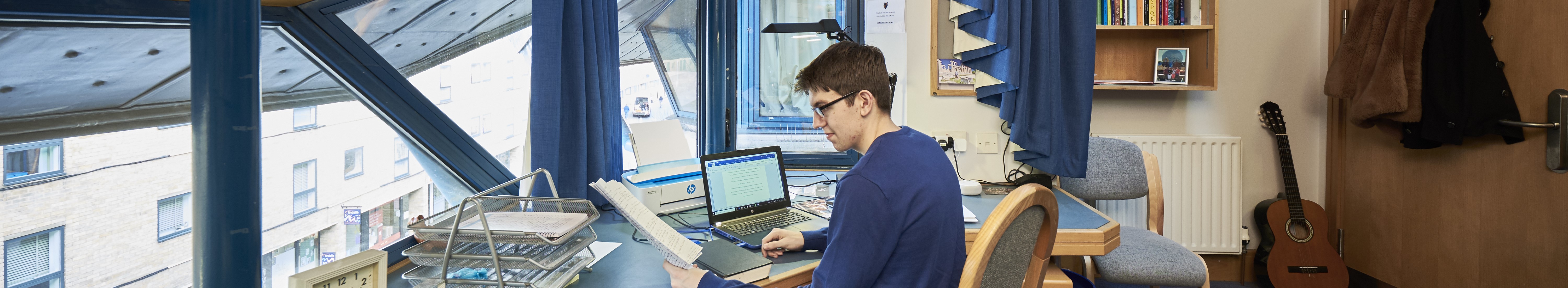 Student working at desk