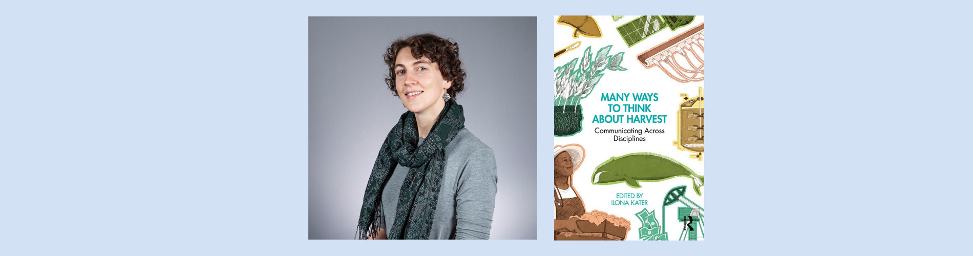 Headshot of Ilona Kater alongside the book cover