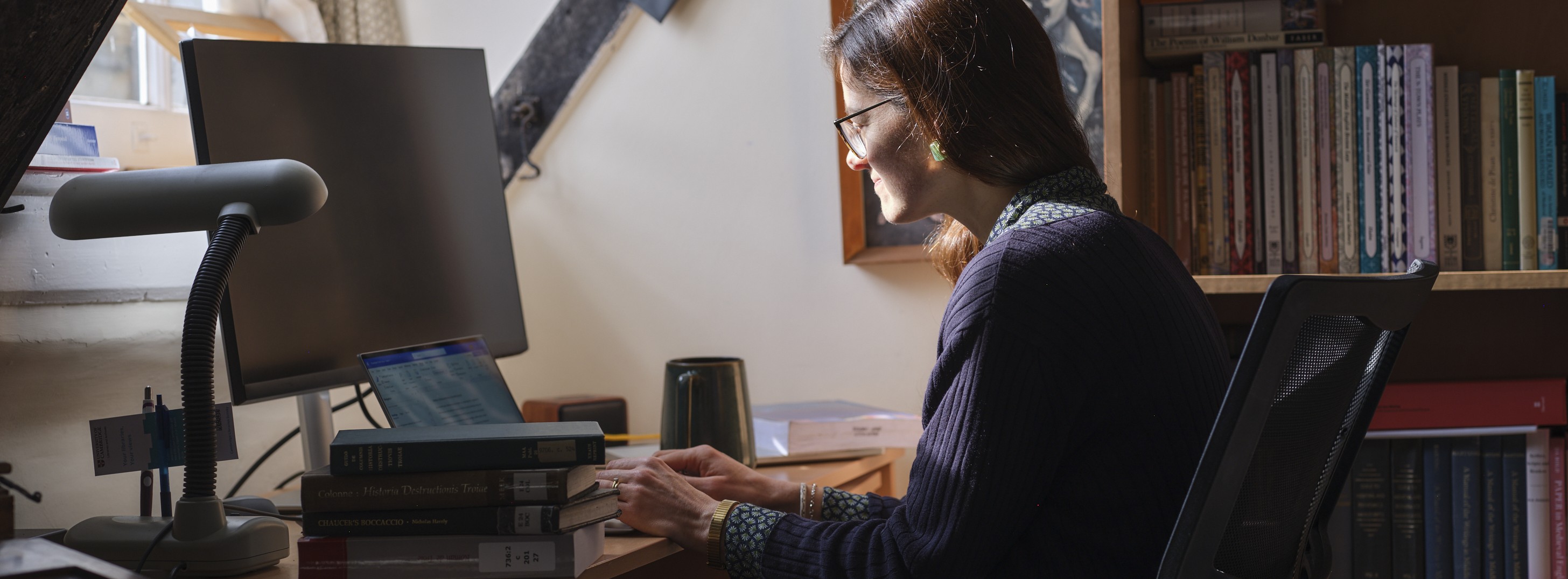 Researcher working at computer