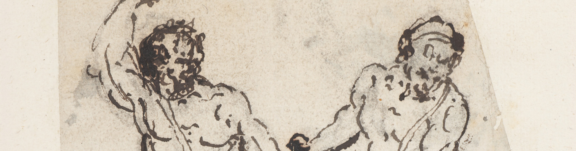 Detail of a drawing of satyrs