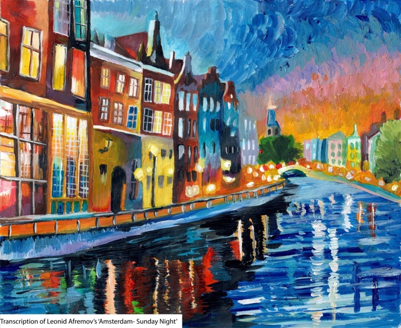 transcription of Leonid Afremov's 'Amsterdam - Sunday night'