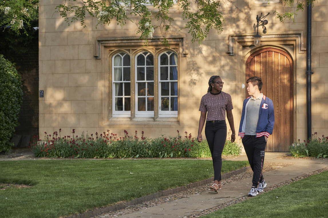 Christ's students walking in Second Court