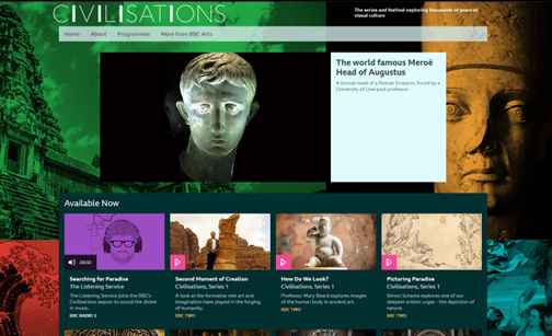 Screenshot of the Civilisations website