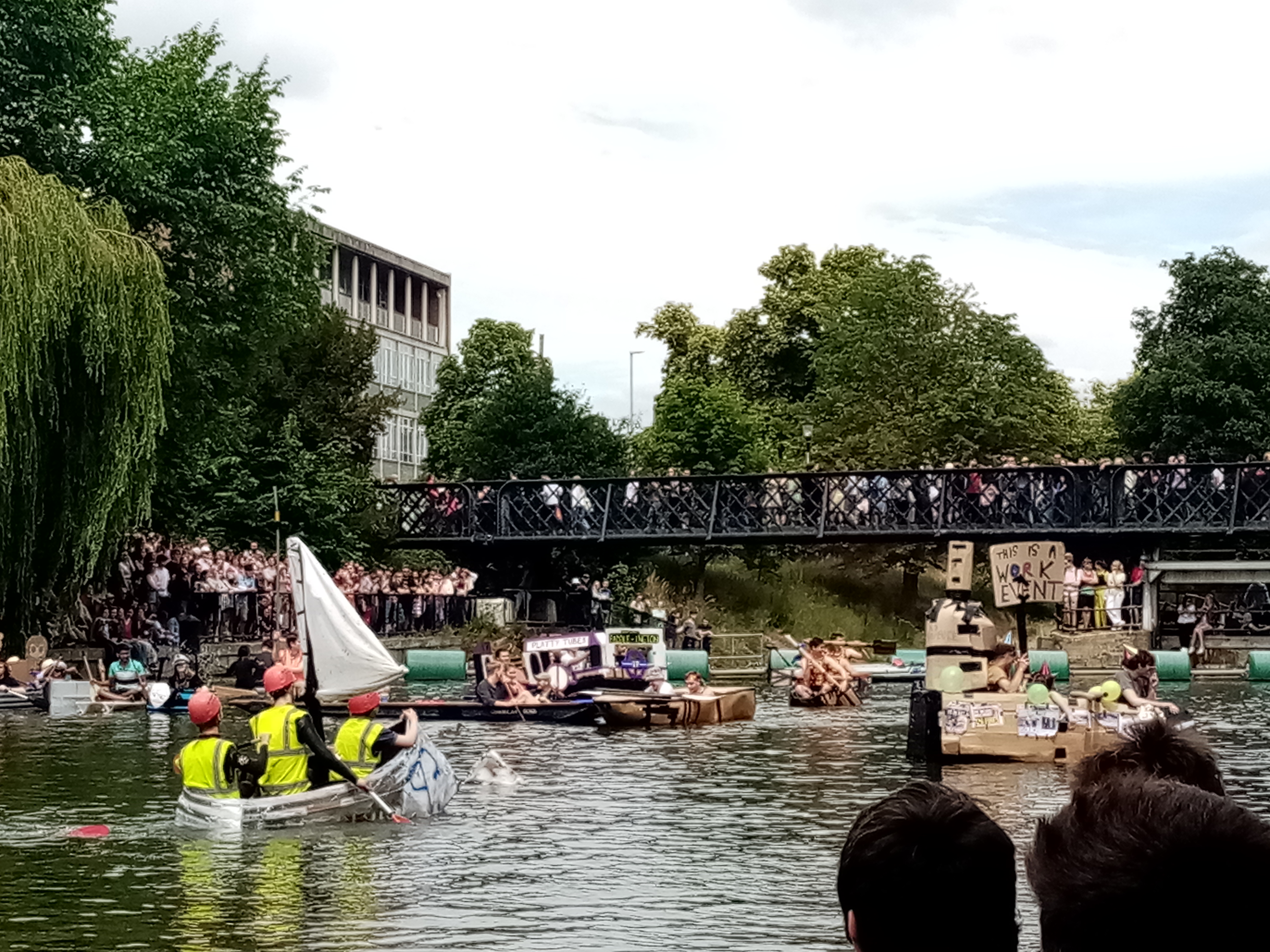 Cardboard boats on the river Cam