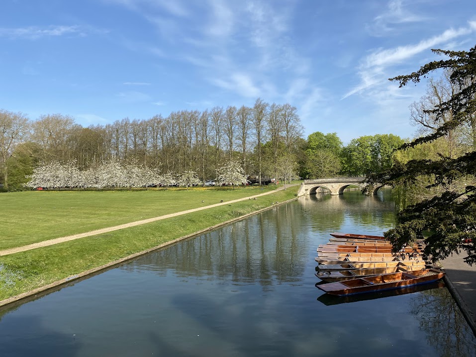 Picture of the Cam, with some punting boats in the foreground