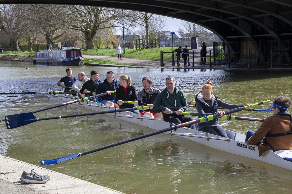 Rowing team on the water