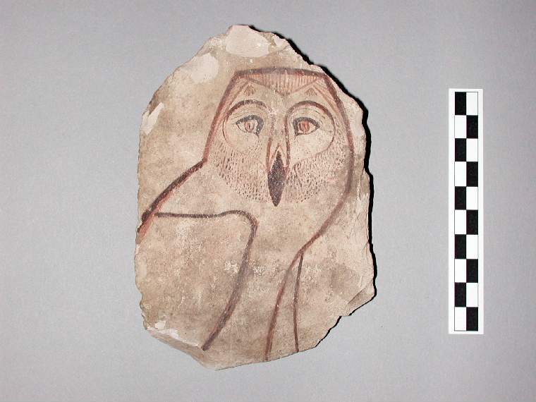 Pottery fragment with owl