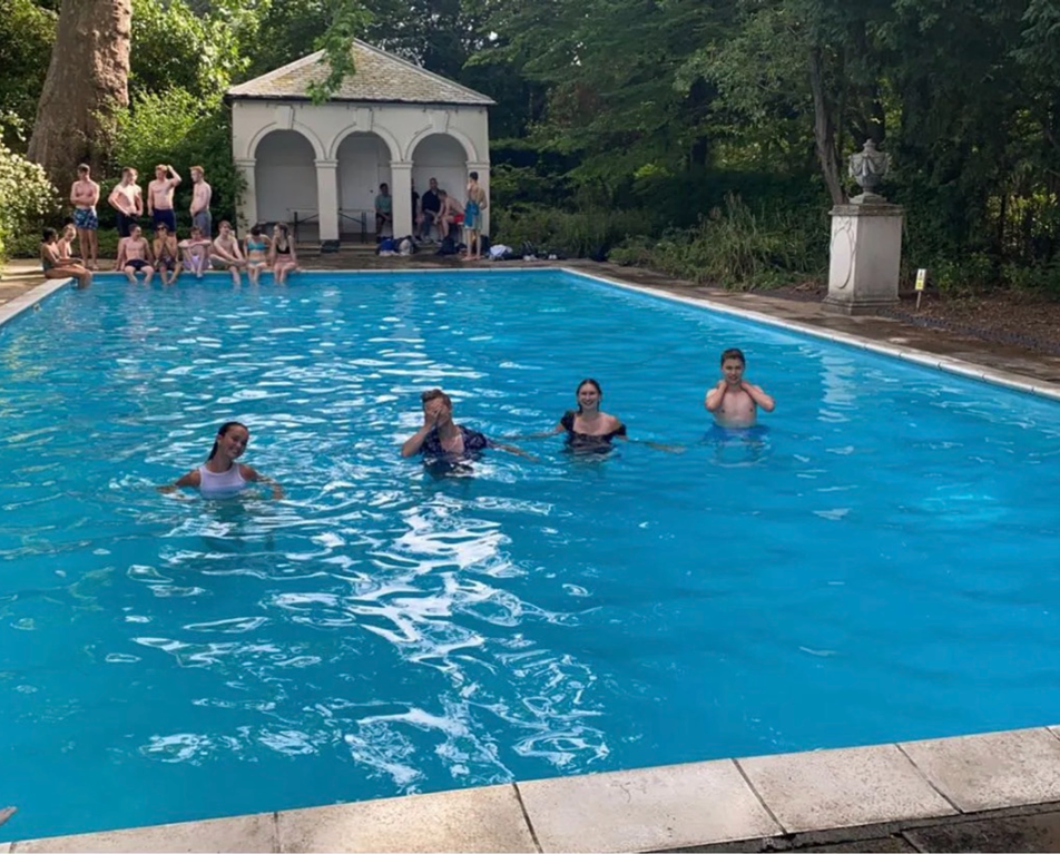 Four students in the pool