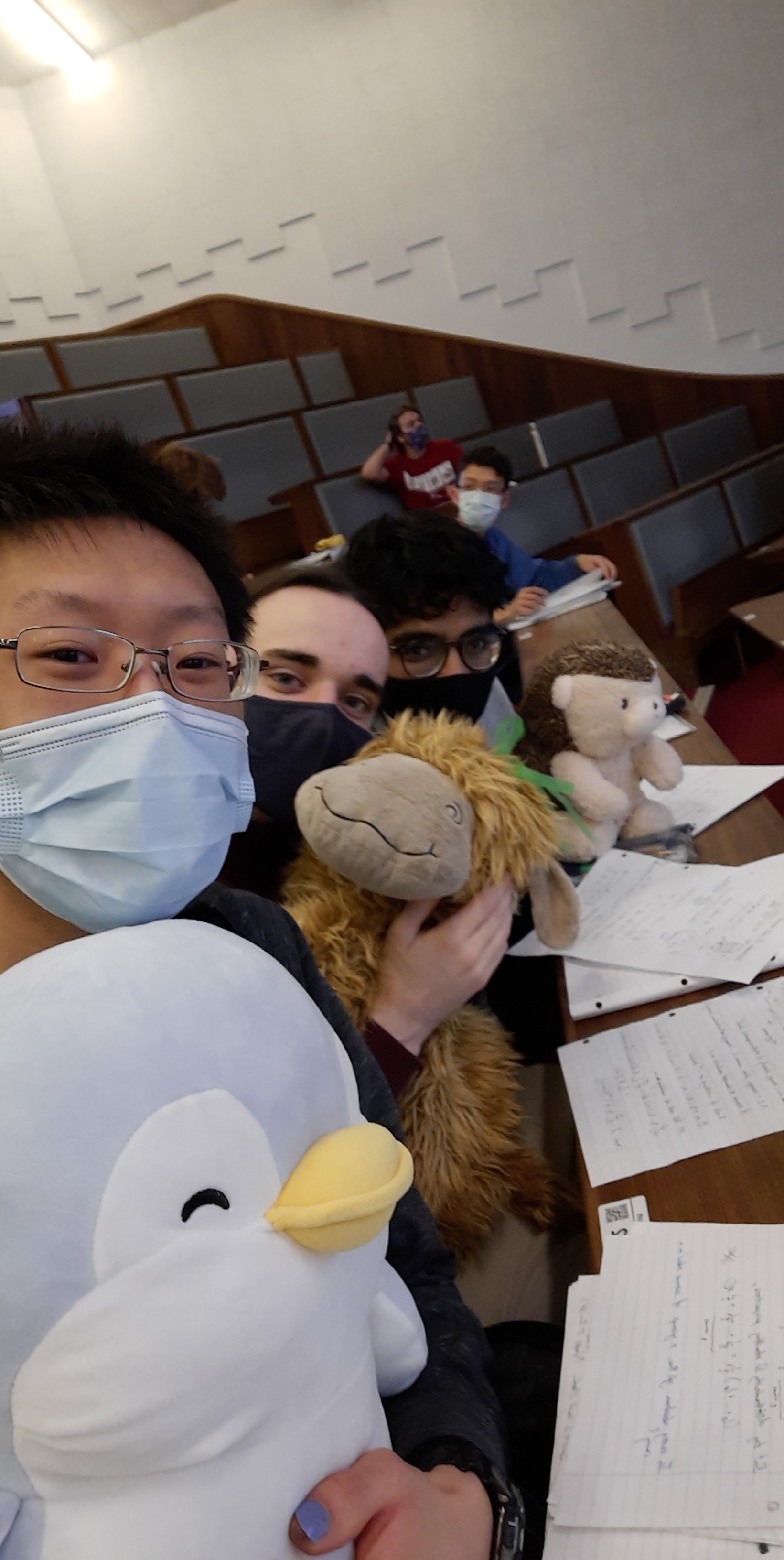 three mathematicians with soft toys