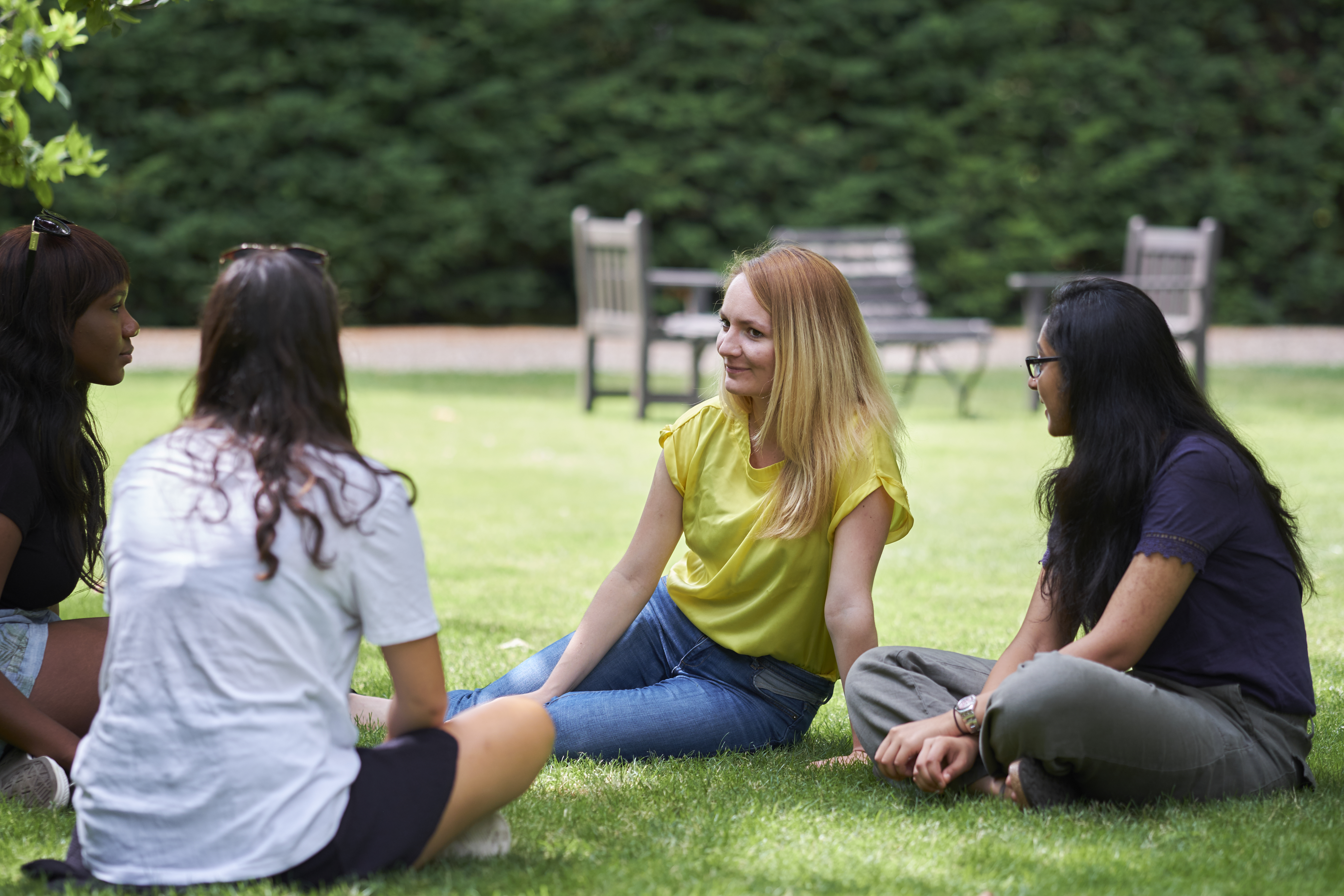 Students in the Fellows Garden