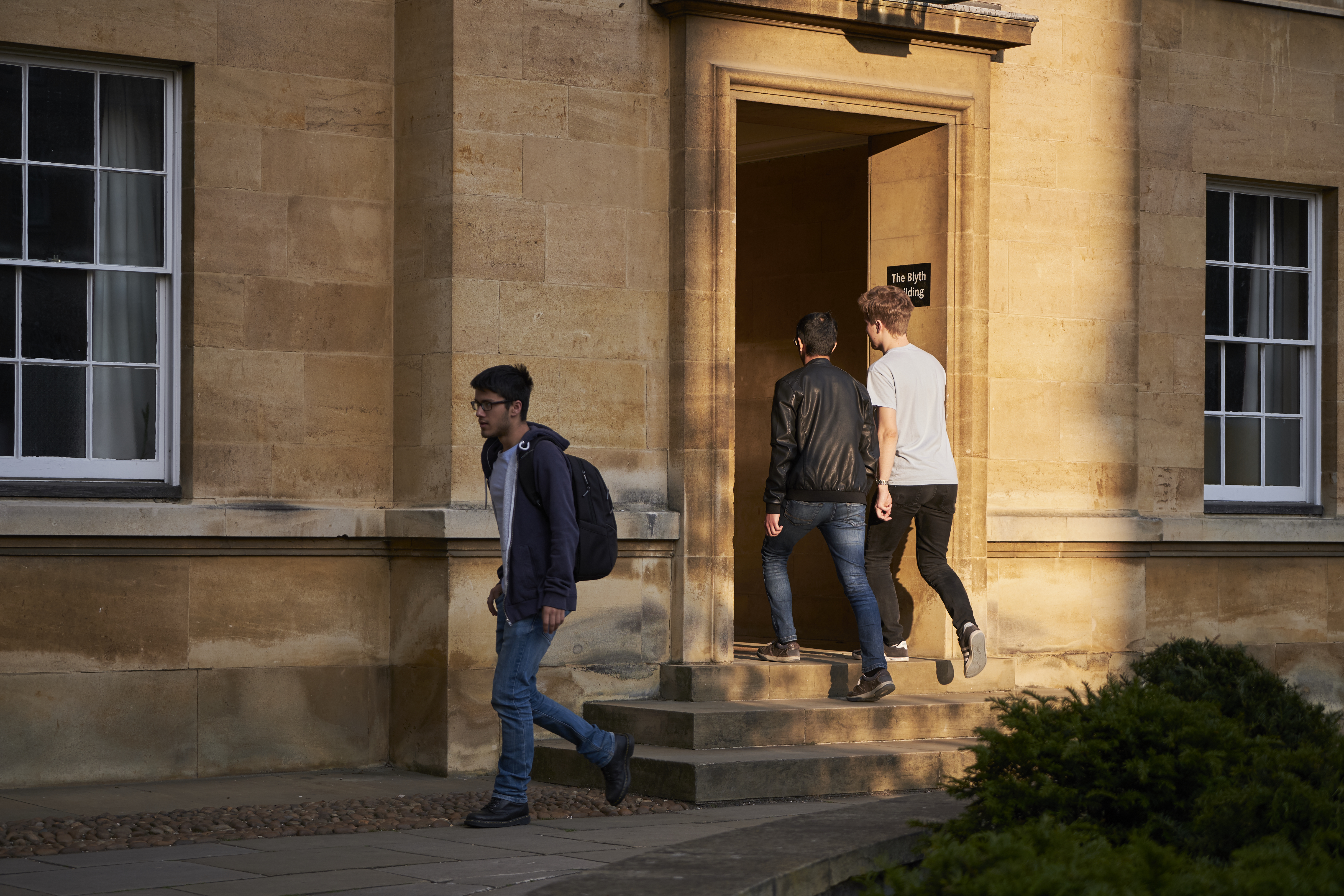 Student entering the Blyth Building