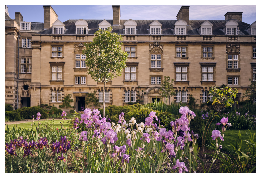 Third court building with flowers in front