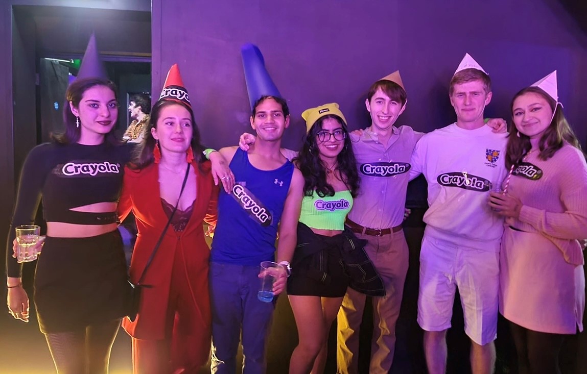 A group of people dressed as crayola crayons