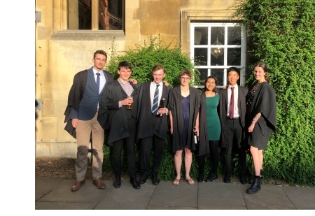 Students in academic gowns in First Court of Christ's College, Cambridge.