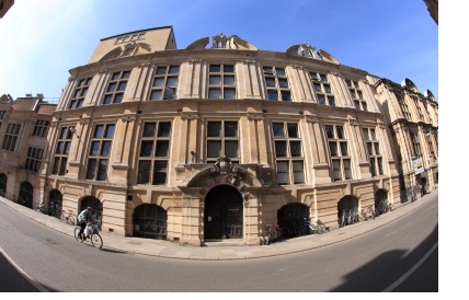 A fish-eye shot of the Biological Anthropology building in Cambridge