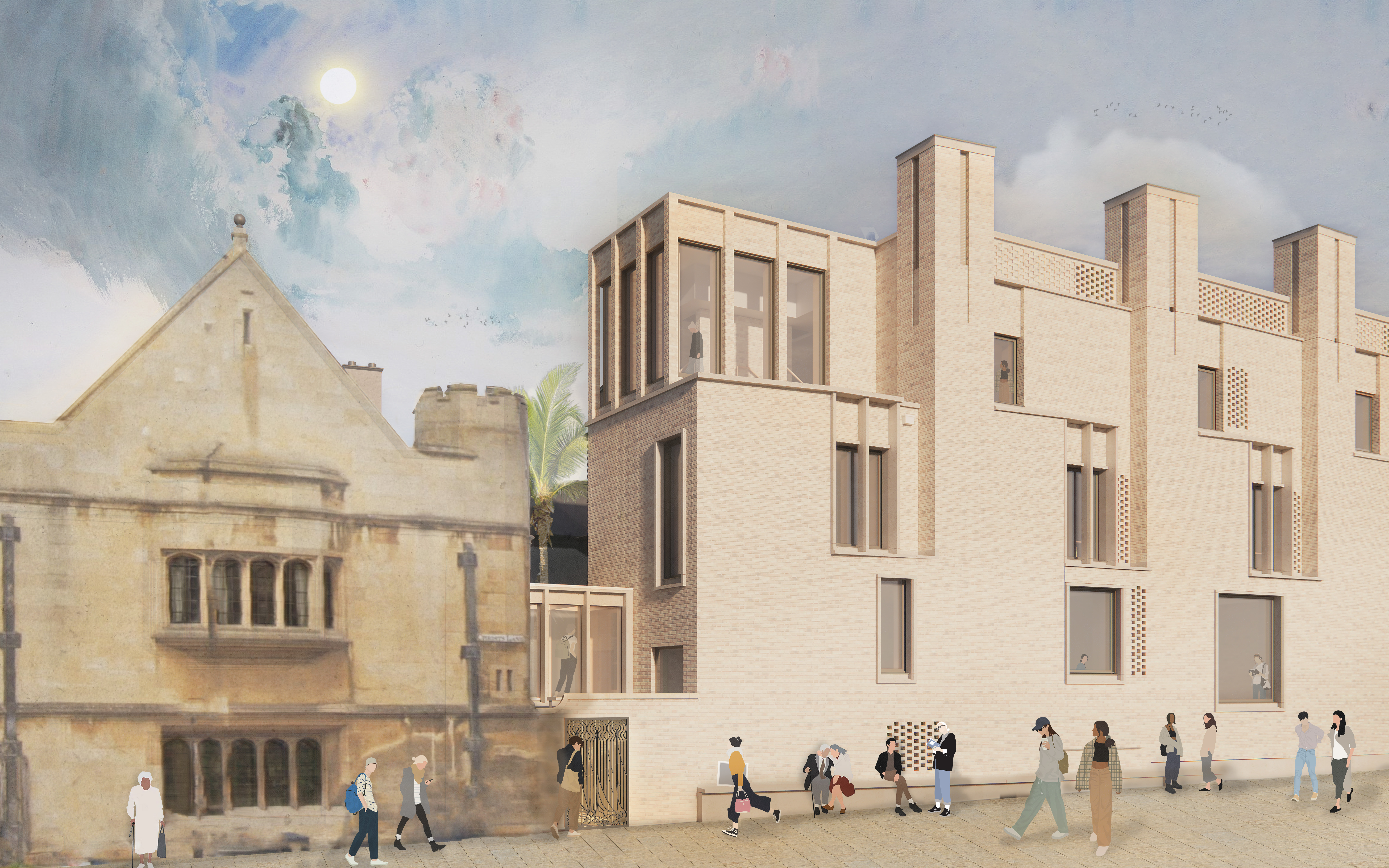 Artist's impression of the new Library from Christ's Lane 
