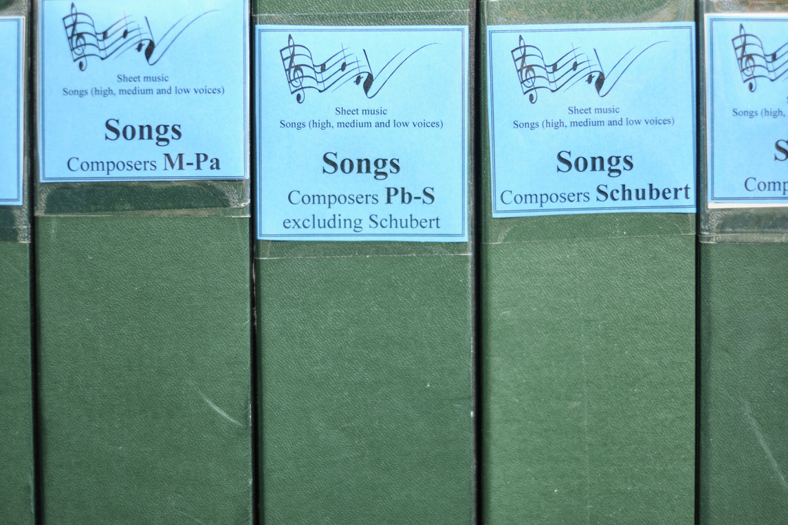 Boxes of song sheets