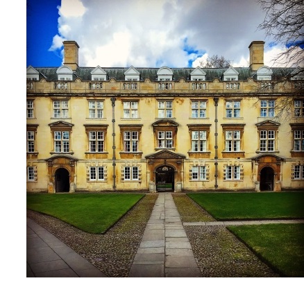 Second Court at Christ's College, Cambridge, looking towards the main gate of the Fellows Garden.