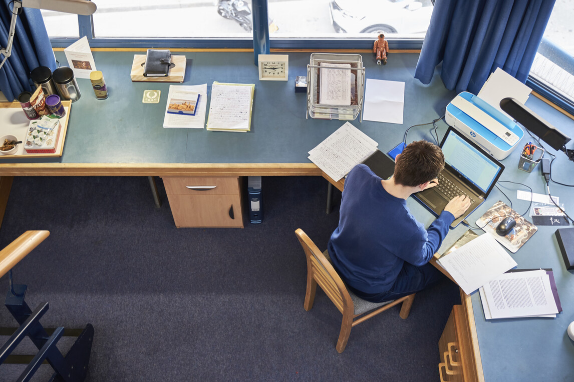 Student working at desk