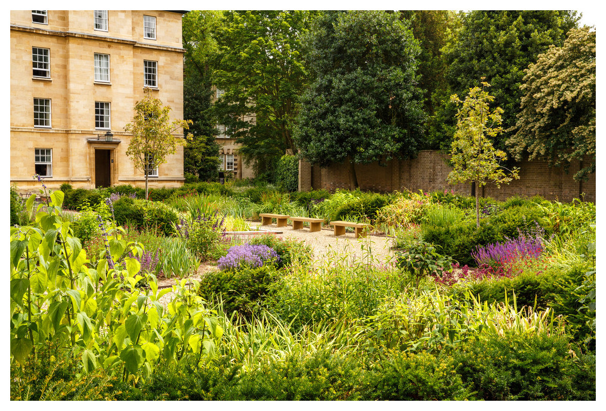 Third Court with flowerbeds and benches