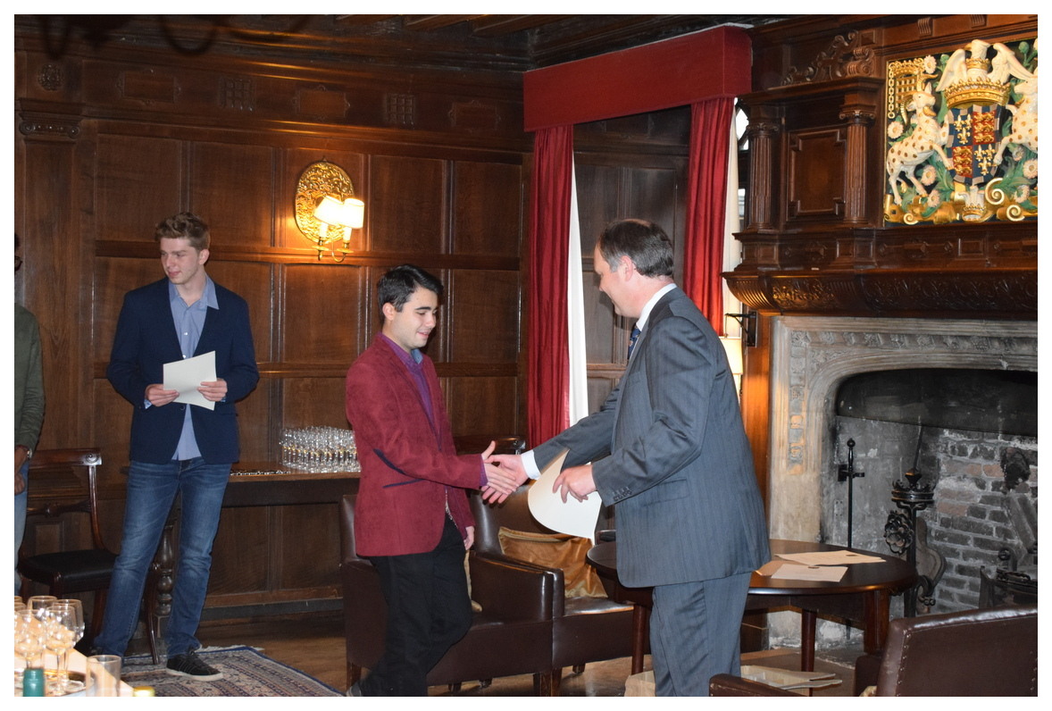 Daniel from Romania receiving a Blyth Eastern European Bursary