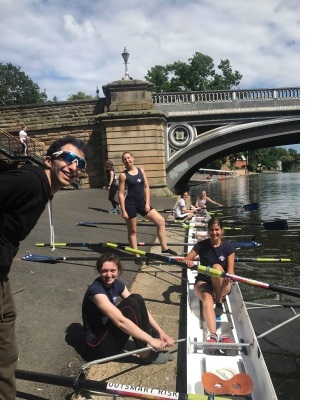 Rowers beside the River Cam