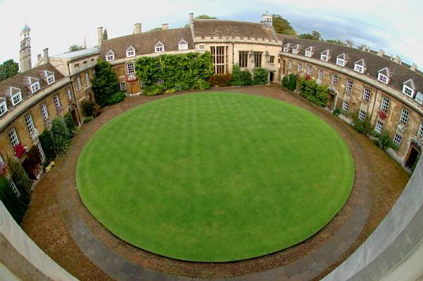 First Court with circular lawn seen from above