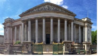 A fish-eye shot of the Fitzwilliam Museum, Cambridge