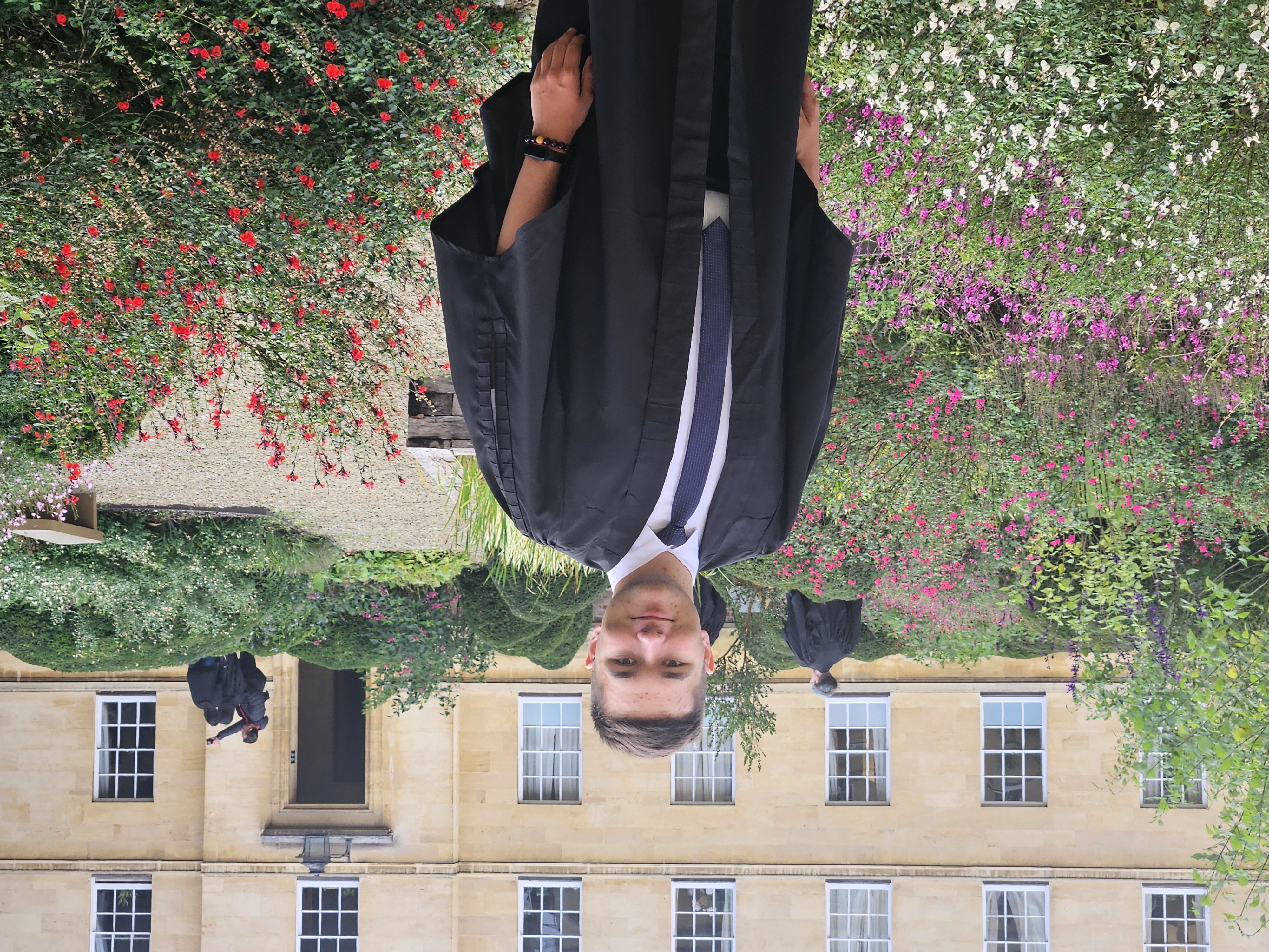 Student wearing gown in Third Court