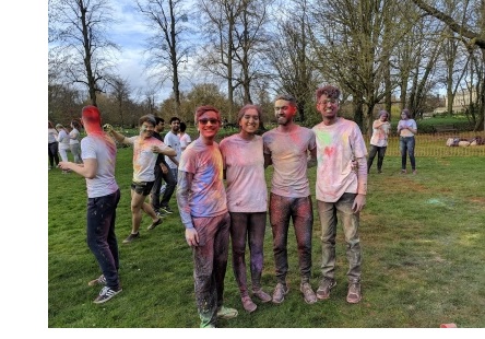 A group of students at the annual Holi celebration organised by the University of Cambridge Hindu Cultural Society.