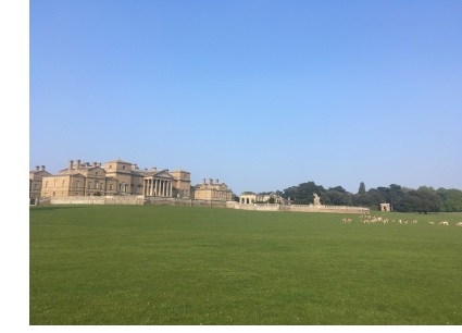 A wide shot of the house and grounds at Holkham Hall, Norfolk.